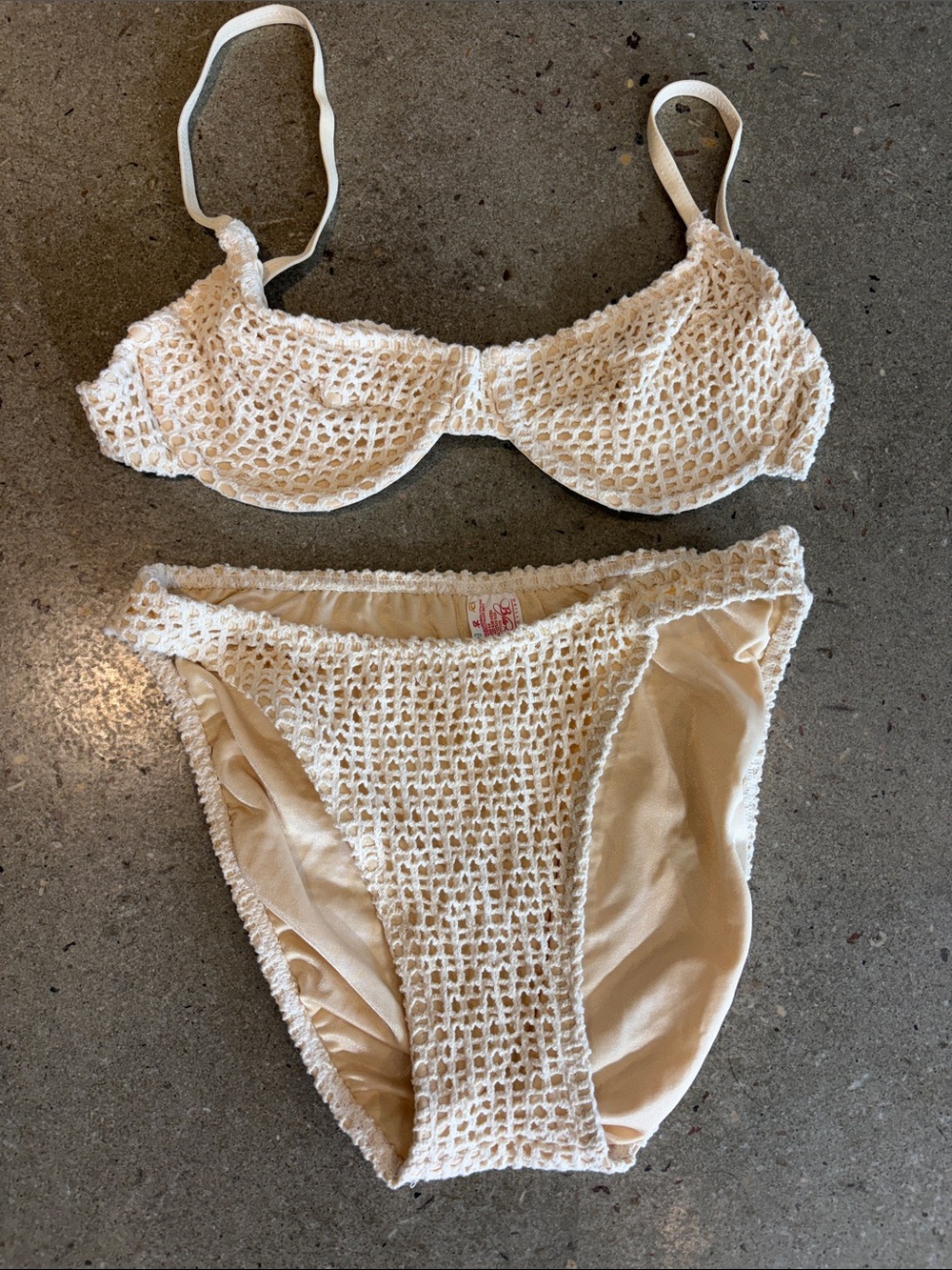 Vintage Ballotta Made in Italy Crochet Bikini Set Ivory